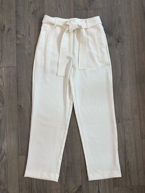 NWT ALYA Ivory White Trouser Dress Pants Medium Tie Waist Pocket Business Casual